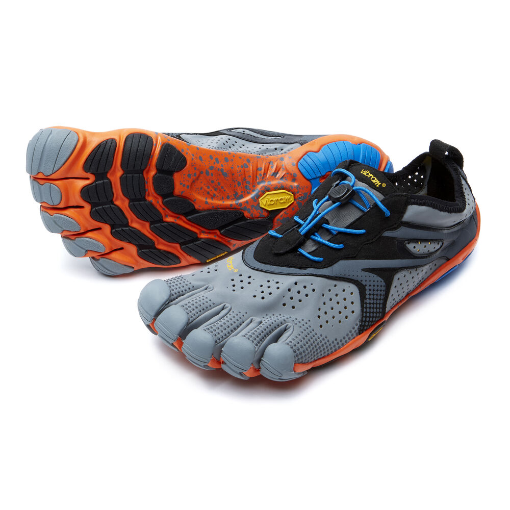 Vibram Fivefingers V-Run Erkek Koşu Ayakkabısı Gri/Mavi/Turuncu,JD9231504